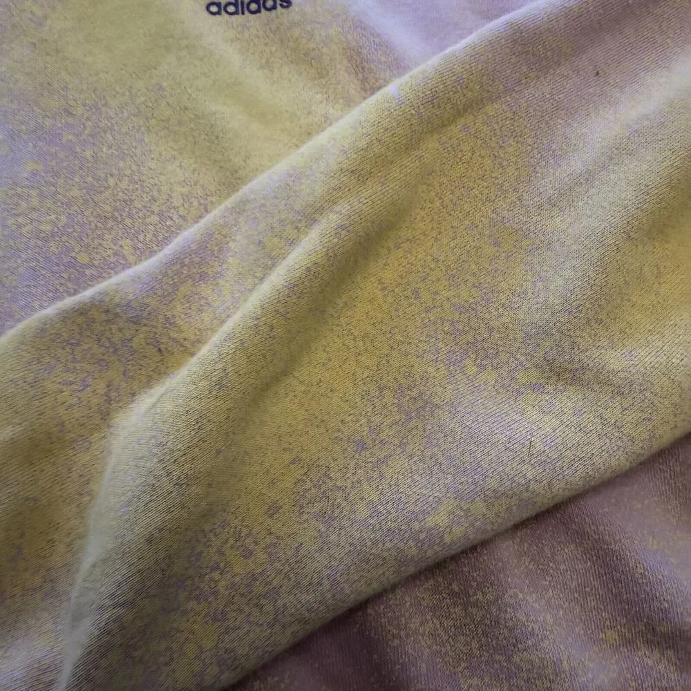 Adidas Girls Crop Hoodie Size Large 13-14 Y Purple Yellow Graphic Print Pullover